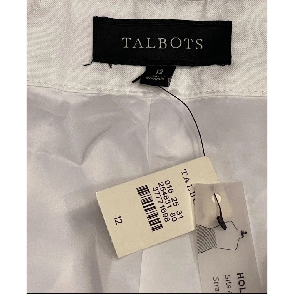 Talbots Pleated White Hollywood Ankle Pull On Pant Size 12 Career Office Preppy - Picture 9 of 12